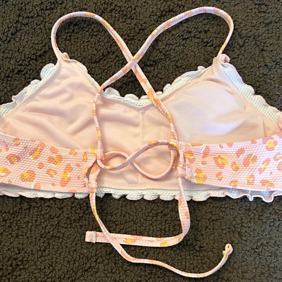 Art Class Teen Girls Pink Animal Print Wireless Tie Swim Top XL (14) - Picture 2 of 3